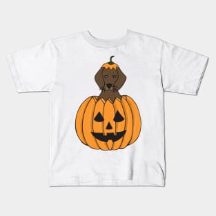 Dachshund in a Halloween Pumpkin Kids T-Shirt